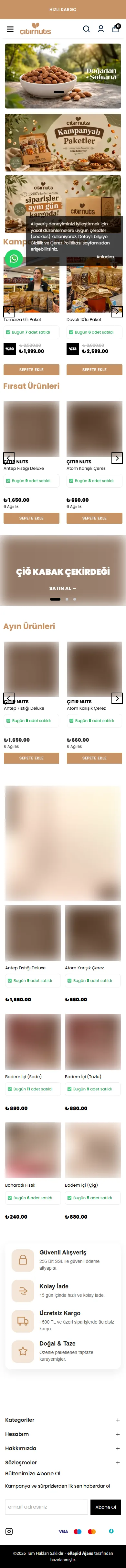 Çıtırnuts - Taptaze Kuruyemiş, Eşsiz Lezzet ve Kaliteli Hizmet mobil